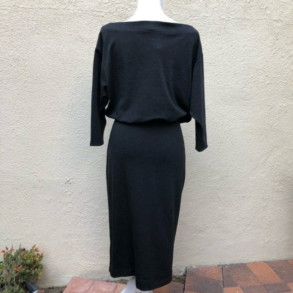 Anthropologie Grey Column Boat Neck Midi Dress Size Medium M - Picture 5 of 10